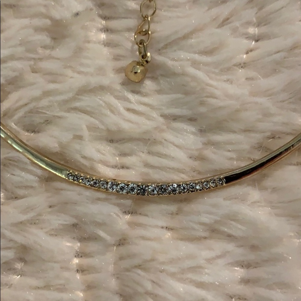 Faux Diamond bar necklace.